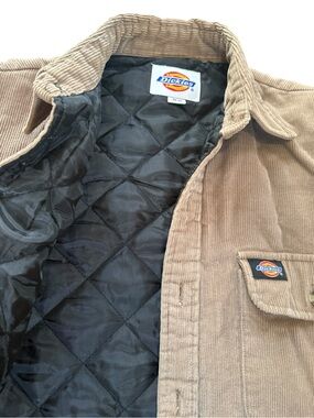 Dickies Men’s Tan Corduroy Shirt Jacket/black diamond lining, Button front, Sz M